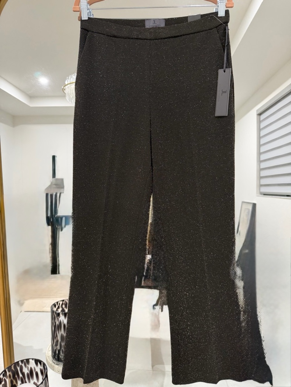 Jules & Leopold Women’s Black Sparkle Straight-Leg Pants Size M